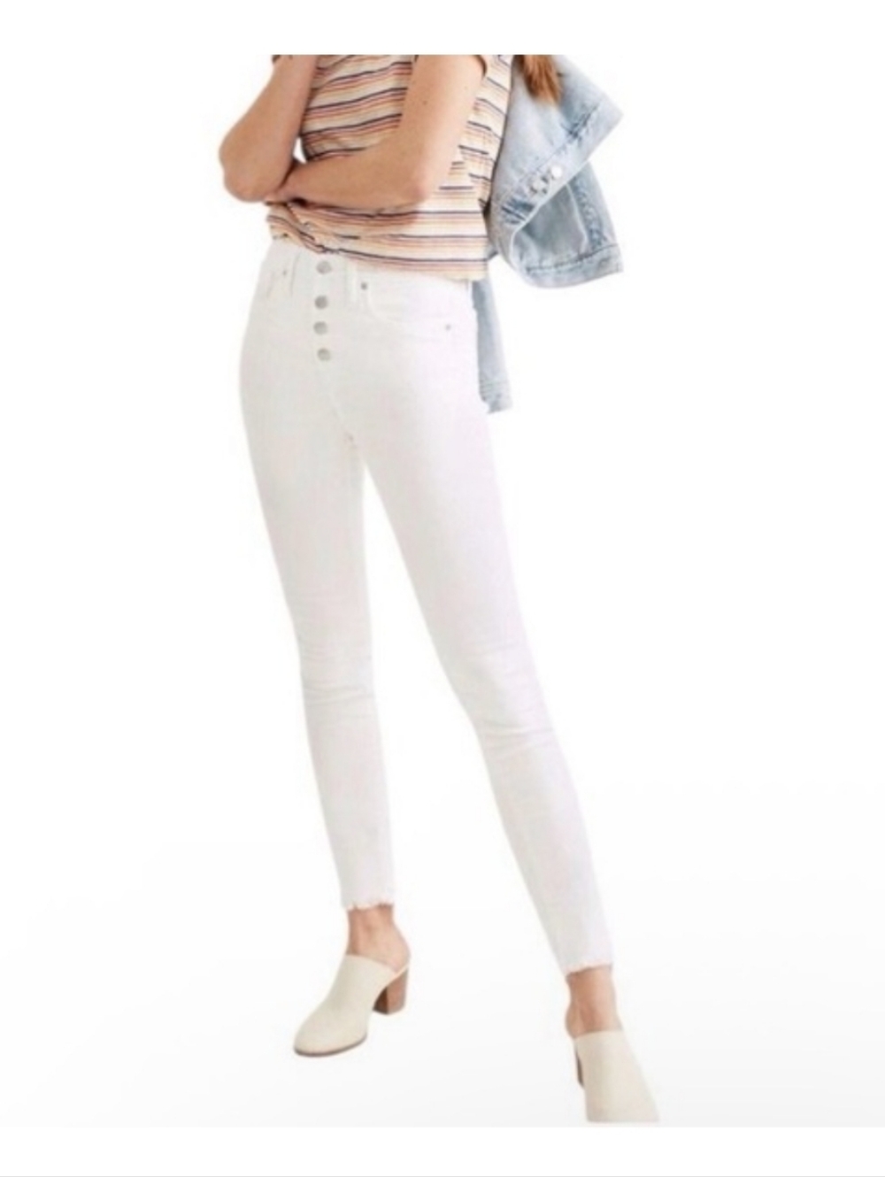 NWT Madewell White 9 Inch Mid Rise Skinny Jeans Button-Fly Sz 24